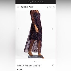 Johnny Was Navy Floral Mesh Dress